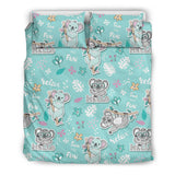 Cute Koalas Blue Background Pattern Bedding Set