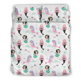 Cute Mermaid Dolphin Fish Starfish Pattern Bedding Set