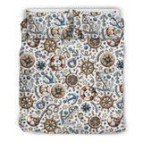 Cute Nautical Steering Wheel Anchor Pattern Bedding Set
