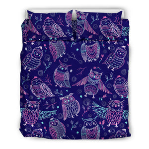 Cute Owls Pattern Boho Style Ornament Bedding Set