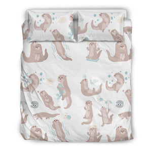 Cute Sea Otters Pattern Bedding Set
