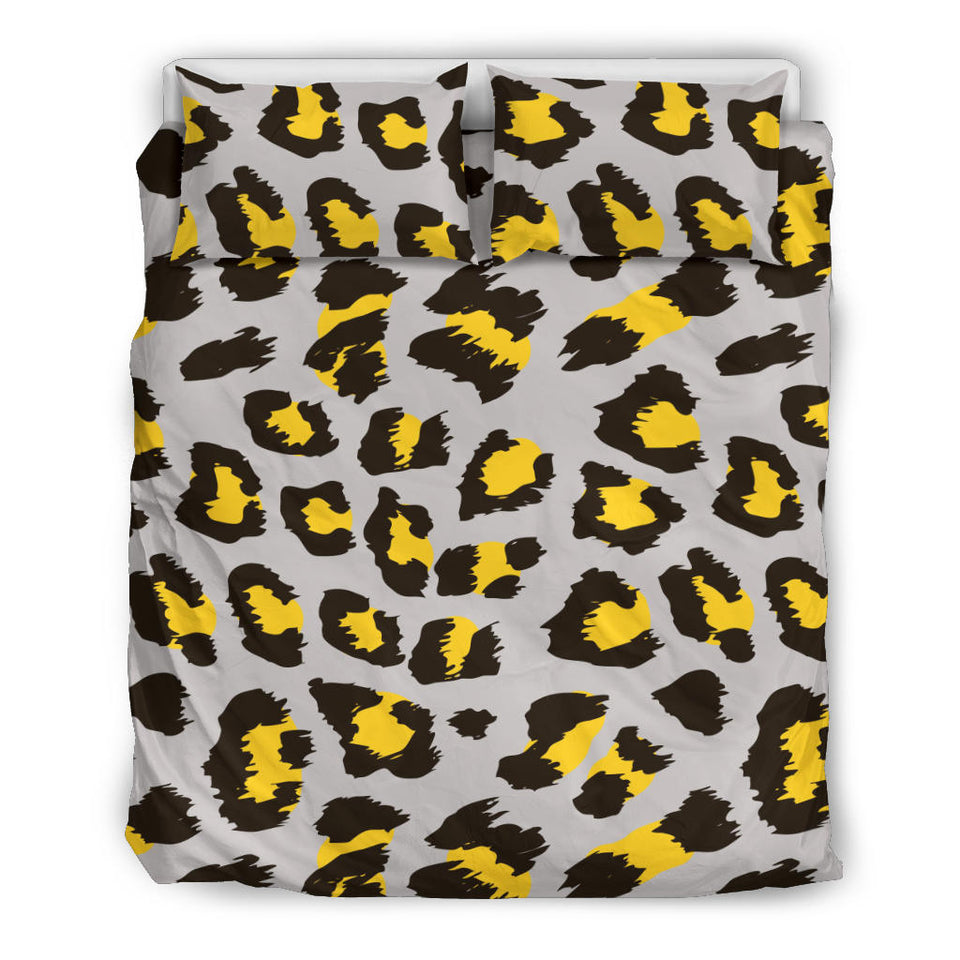 Gray Leopard Print Pattern Bedding Set