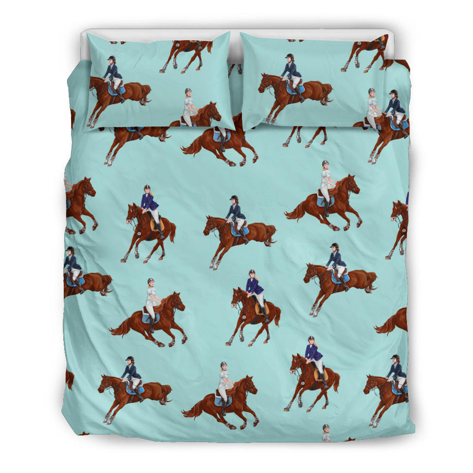 Horses Running Horses Rider Pattern Bedding Set