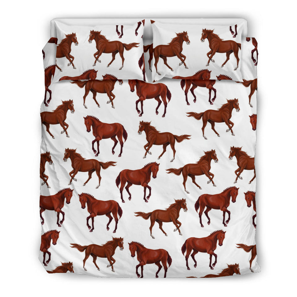 Horses Running Pattern Background Bedding Set