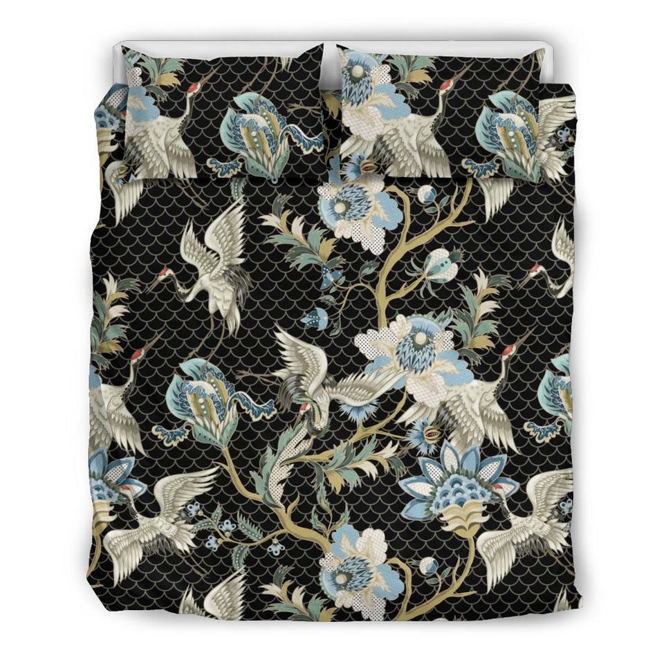 Japanese Crane Ornament Elements Bedding Set