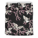 Japanese Crane Pink Sakura Pattern Bedding Set