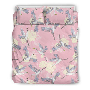 Japanese Crane Rose Pattern Bedding Set