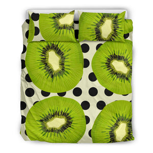 Kiwi Black Dot Background Bedding Set