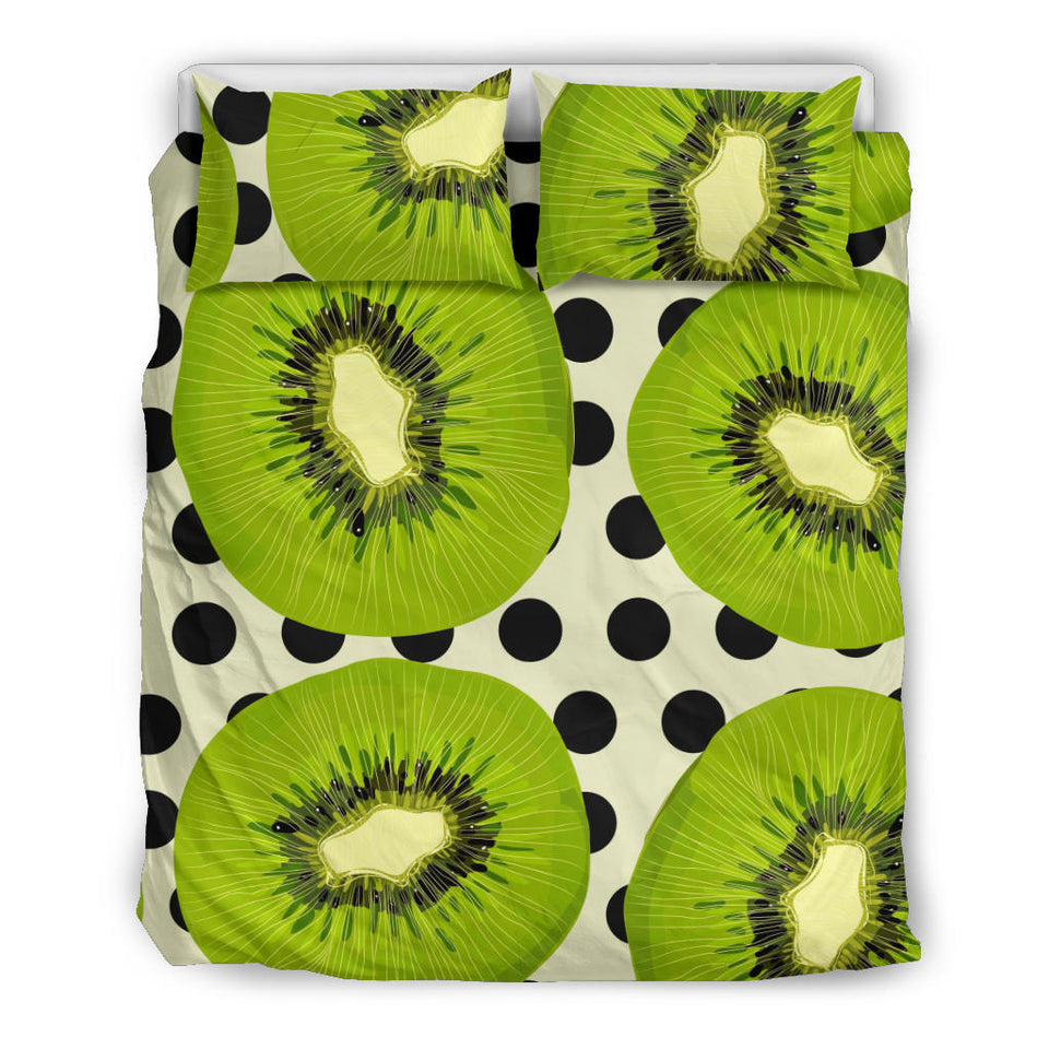 Kiwi Black Dot Background Bedding Set