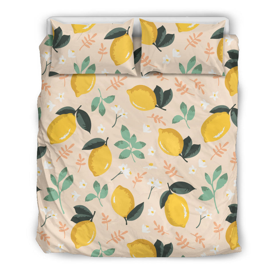 Lemon Flower Leave Pattern Bedding Set