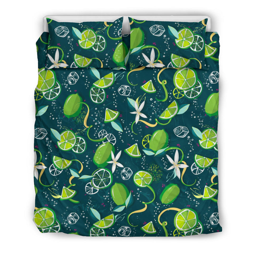 Lime Ice Flower Pattern Bedding Set