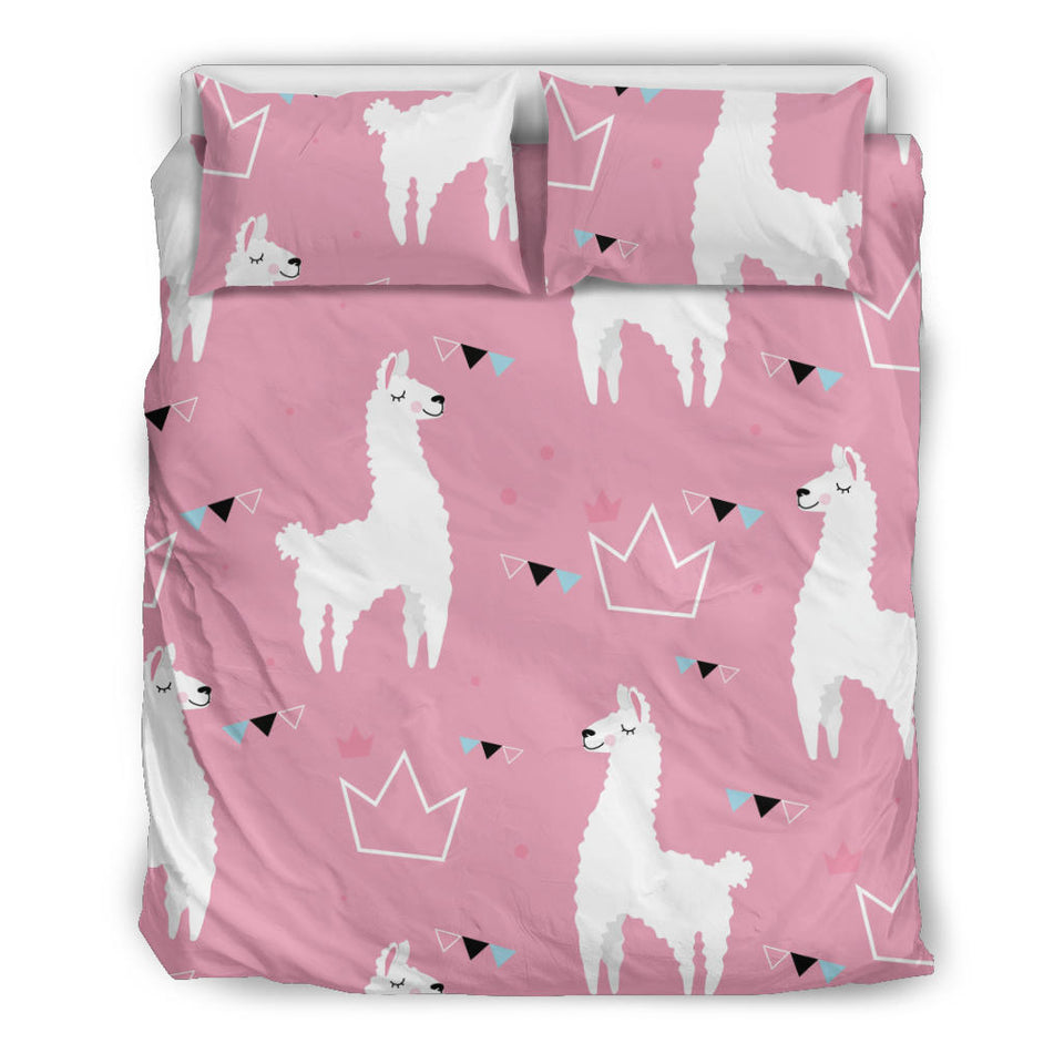 Llama Alpaca Pink Background Bedding Set