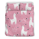 Llama Alpaca Pink Background Bedding Set