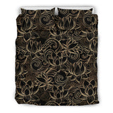 Luxurious Gold Lotus Waterlily Black Background Bedding Set