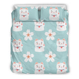 Maneki Neko Lucky Cat Sakura Bedding Set