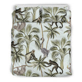 Monkey Sloth Lemur Palm Trees Pattern Bedding Set