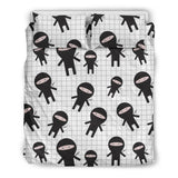 Ninja Pattern Plaid Background Bedding Set