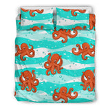 Octopuses Sea Wave Background Bedding Set