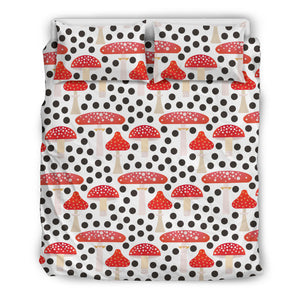 Red Mushroom Dot Pattern Bedding Set