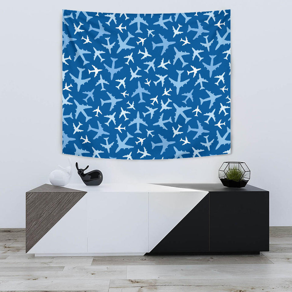 Airplane Pattern In The Sky Wall Tapestry
