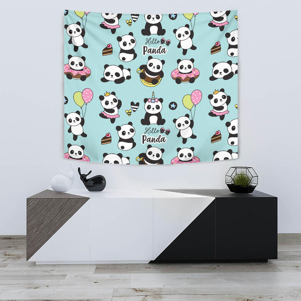 Cute Baby Panda Pattern Wall Tapestry