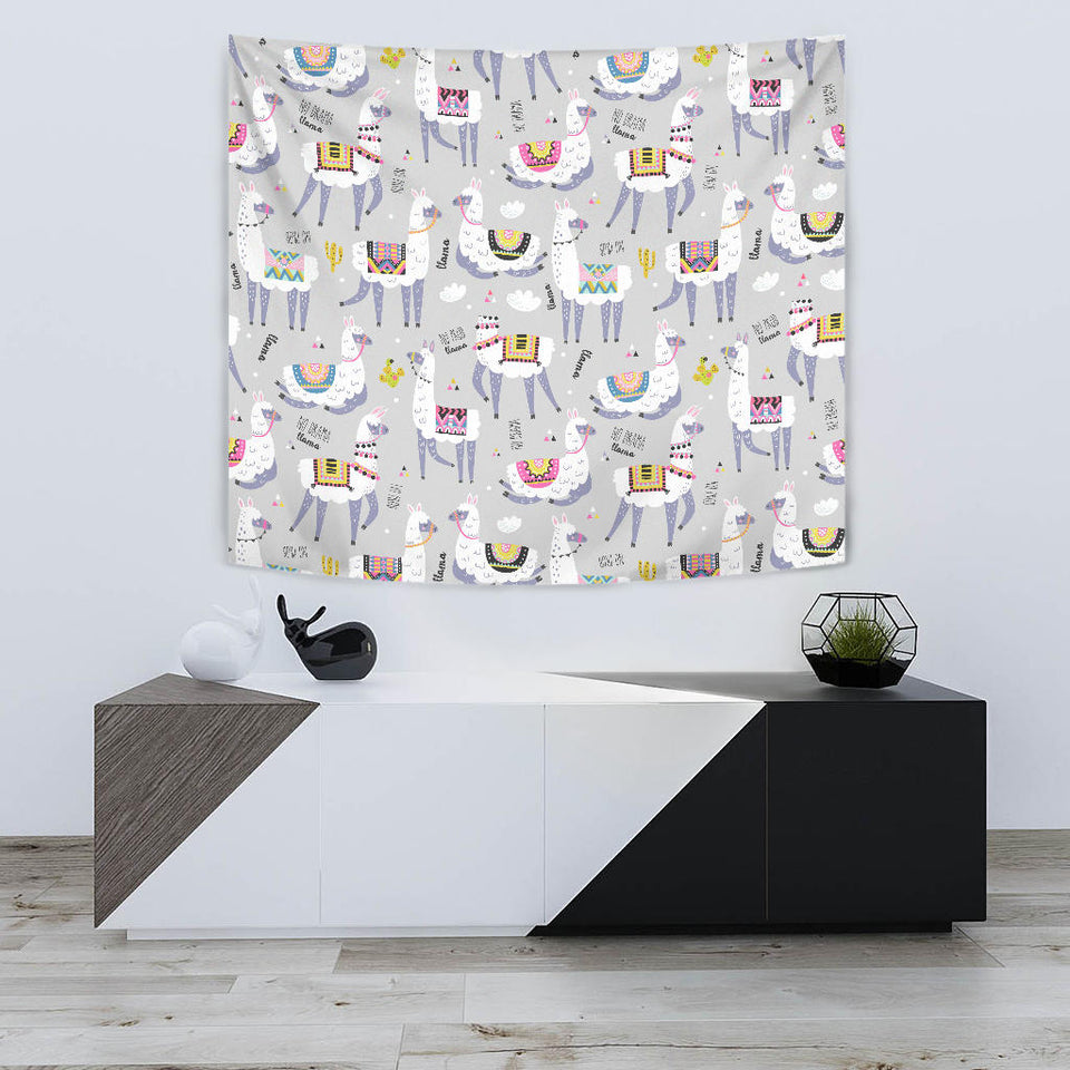 Cute Llama Alpaca Pattern Wall Tapestry