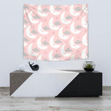 Cute Moon Cloud Star Pattern Pink Dot Background Wall Tapestry