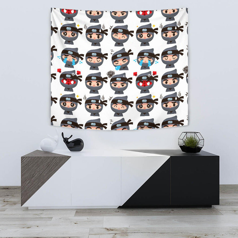 Cute Ninja Design Pattern Wall Tapestry