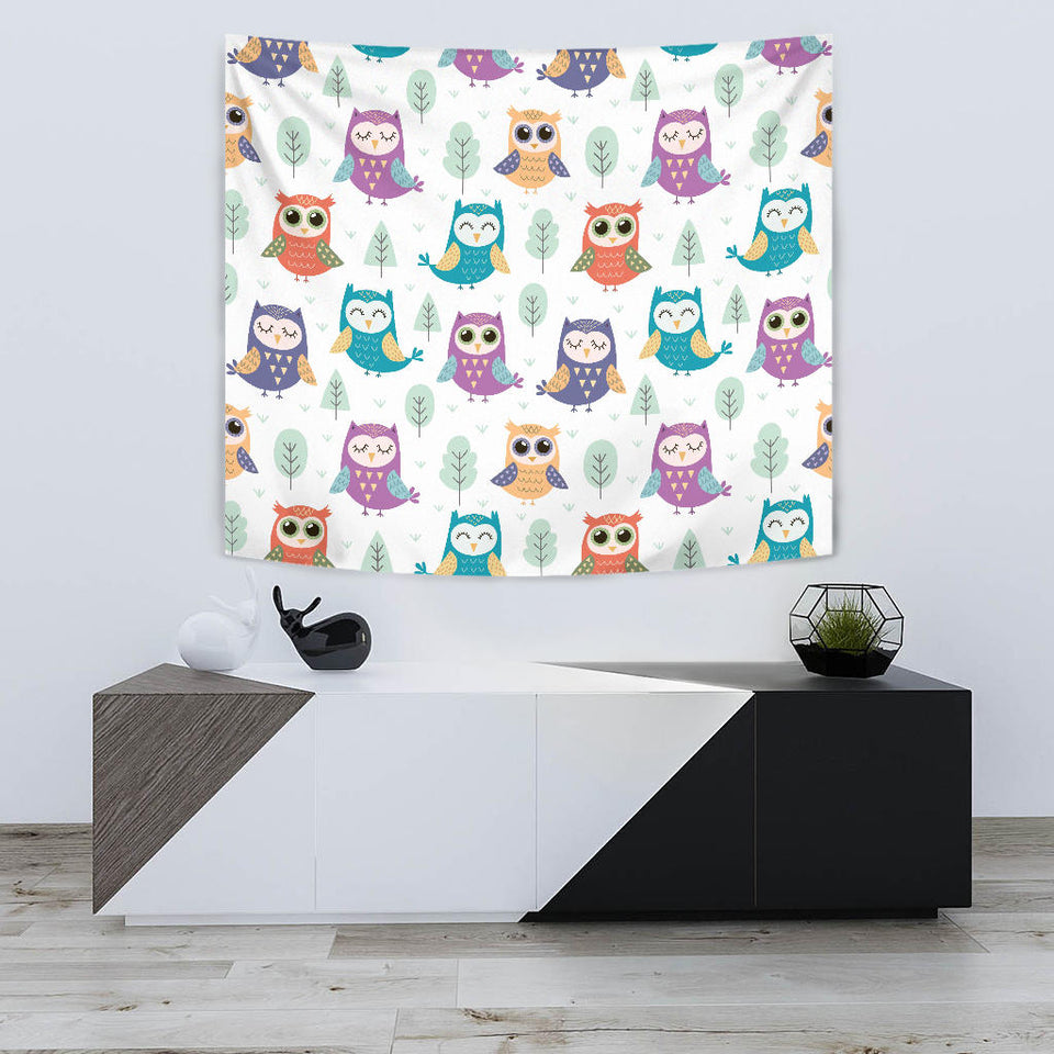 Cute Owl Pattern Wall Tapestry