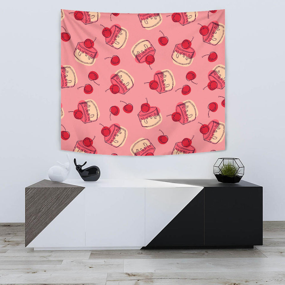 Cake Cherry Pattern Wall Tapestry