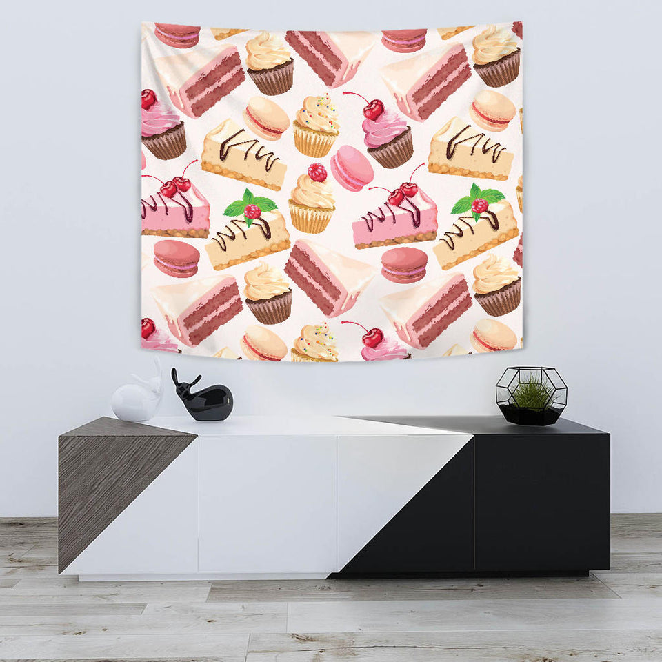 Cake Cupcake Sweets Pattern Wall Tapestry