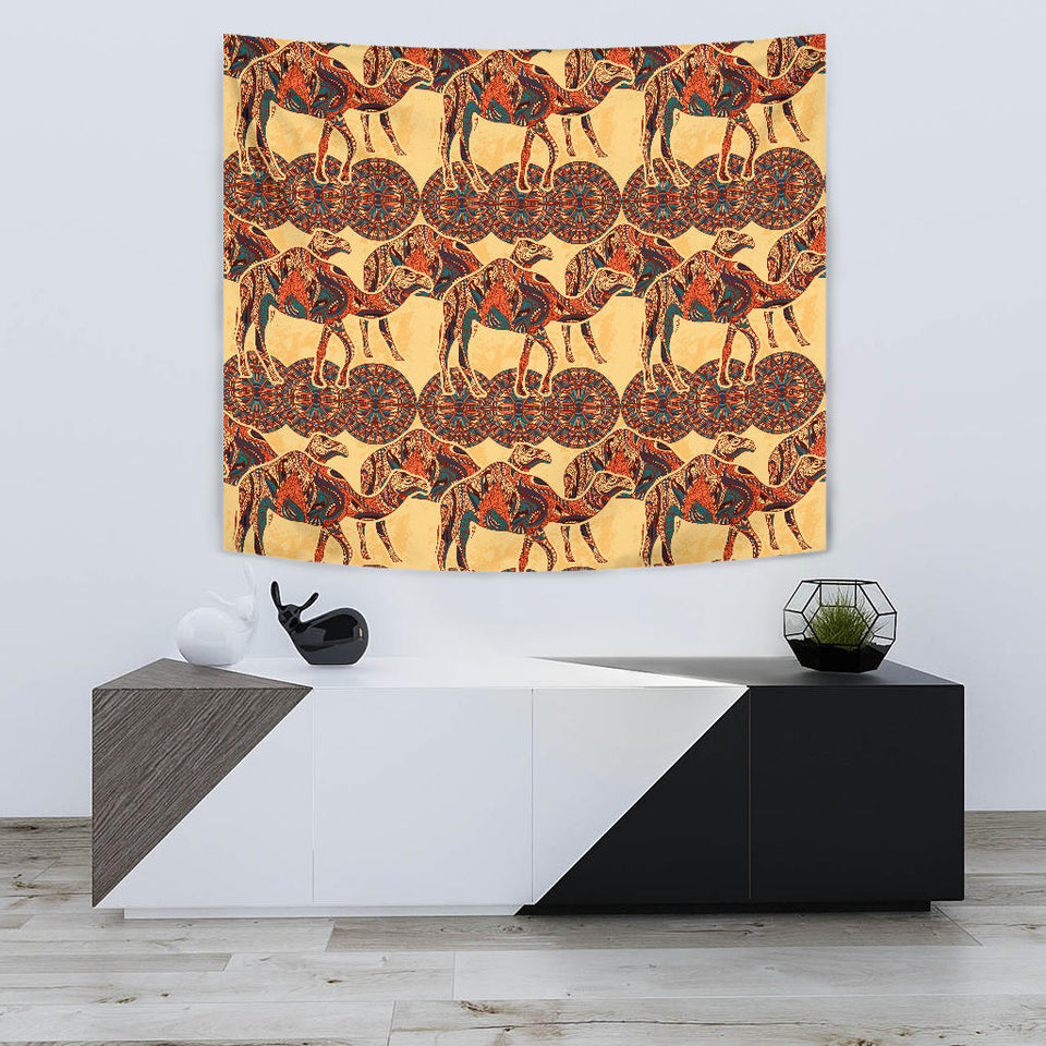 Camel Polynesian Tribal Design Pattern Wall Tapestry