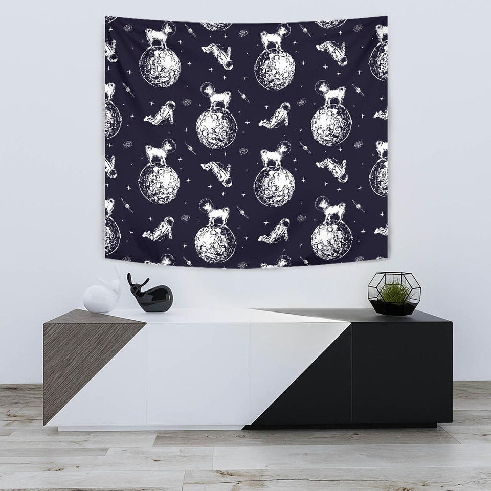 Chihuahua Space Helmet Astronaut Pattern Wall Tapestry