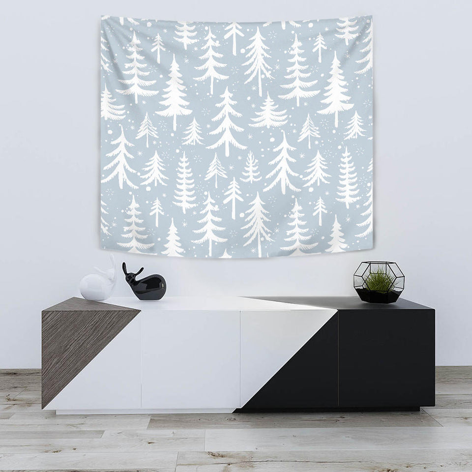Christmas Tree Winter Forest Pattern Wall Tapestry