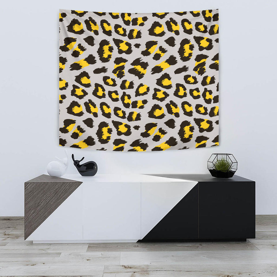 Gray Leopard Print Pattern Wall Tapestry