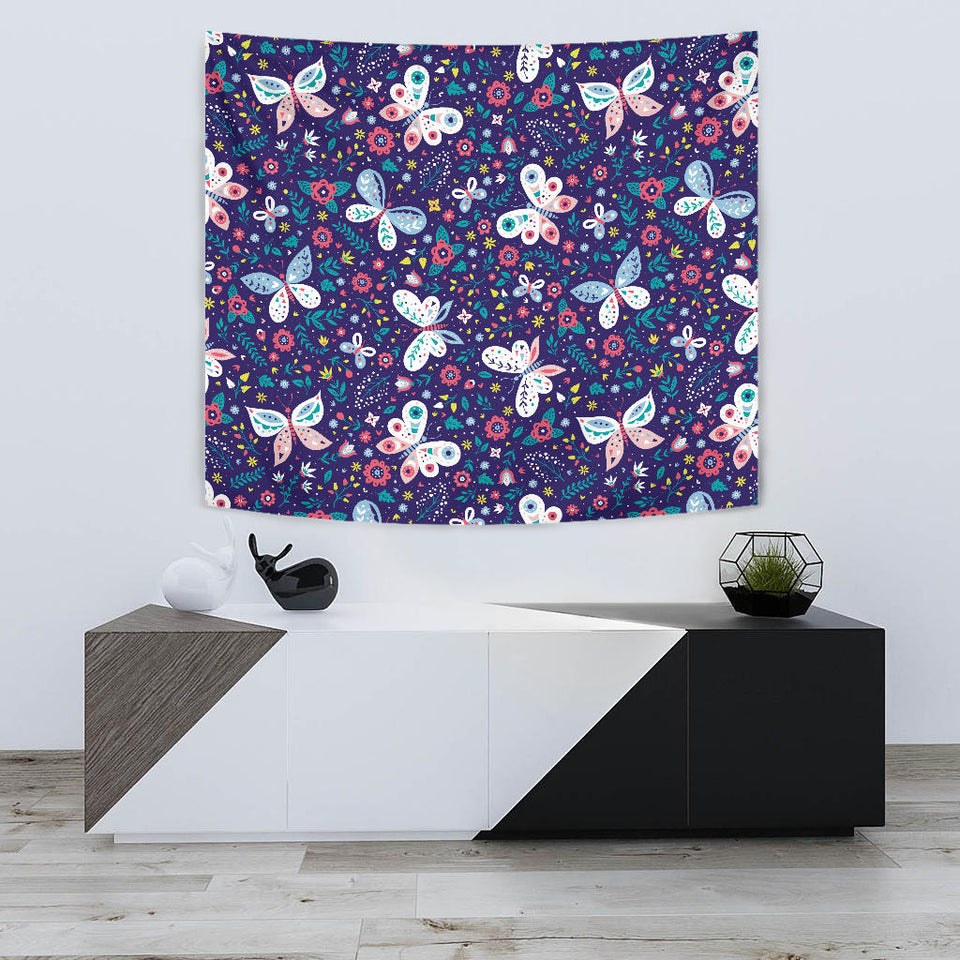 Colorful Butterfly Flower Pattern.Eps Wall Tapestry