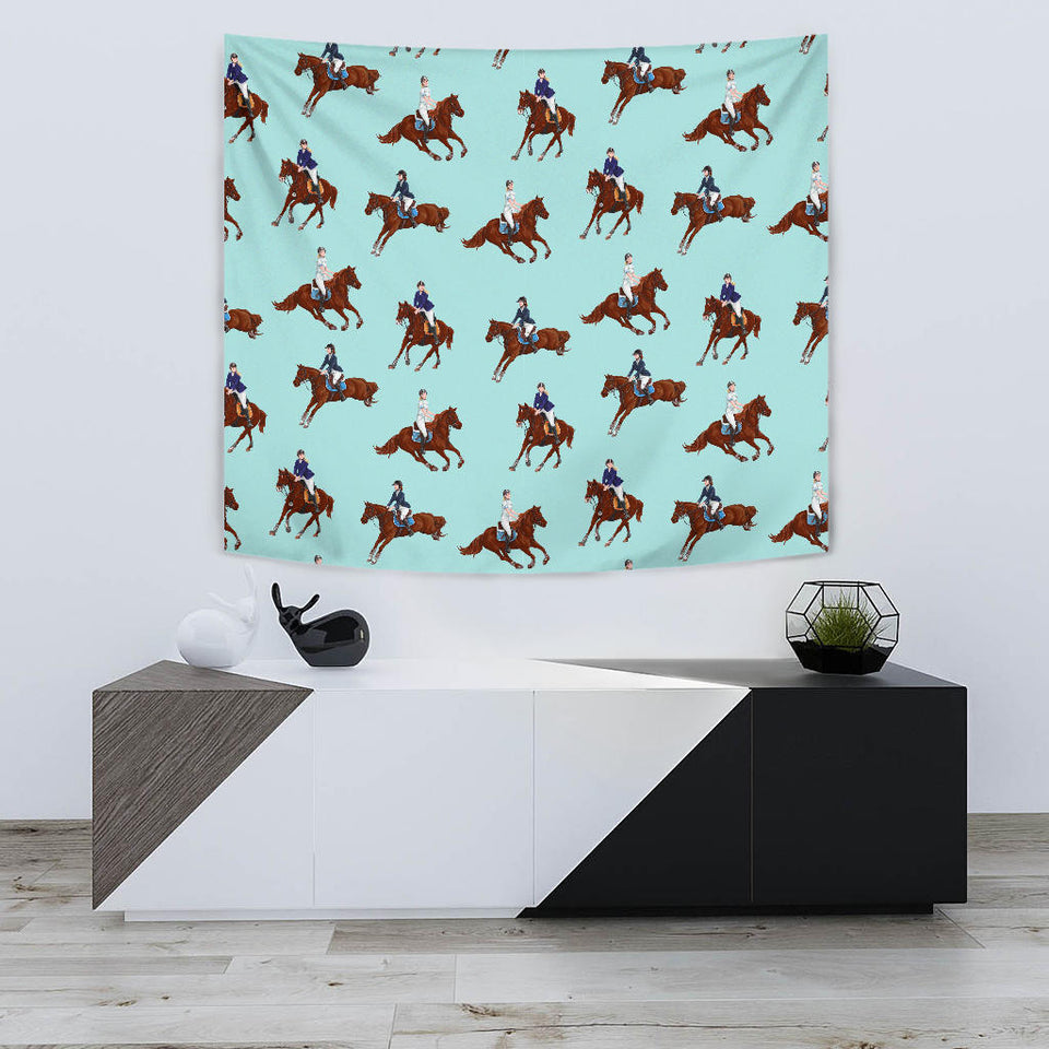 Horses Running Horses Rider Pattern Wall Tapestry