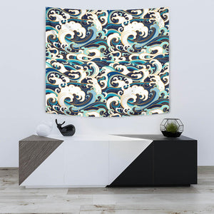 Japanese Wave Pattern Wall Tapestry