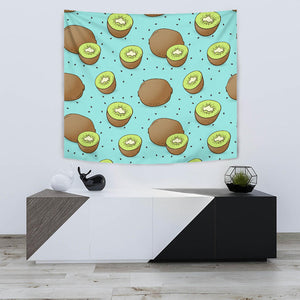 Kiwi Blue Background Wall Tapestry