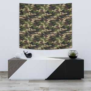 Dark Green Camo Camouflage Pattern Wall Tapestry