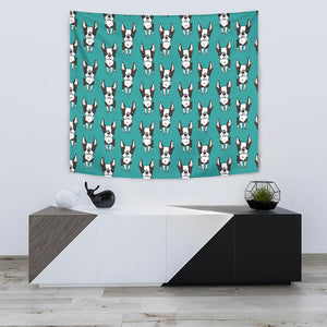 Hand Drawn Boston Terrier Dog Pattern Wall Tapestry
