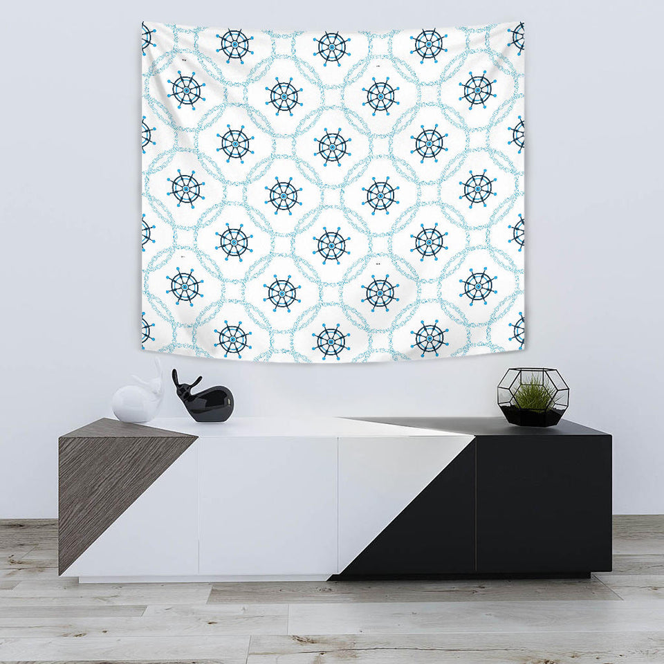 Nautical Steering Wheel Chain Wall Tapestry