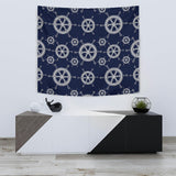 Nautical Steering Wheel Design Pattern Wall Tapestry