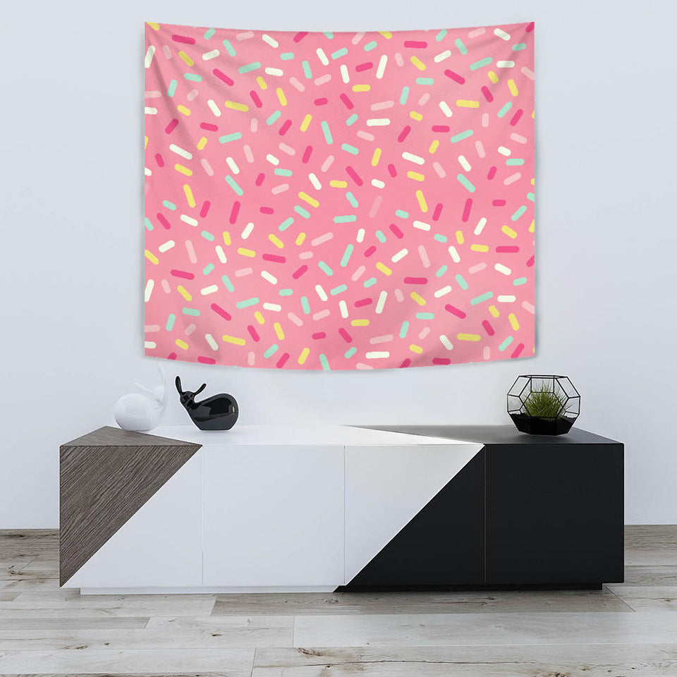 Pink Donut Glaze Candy Pattern Wall Tapestry