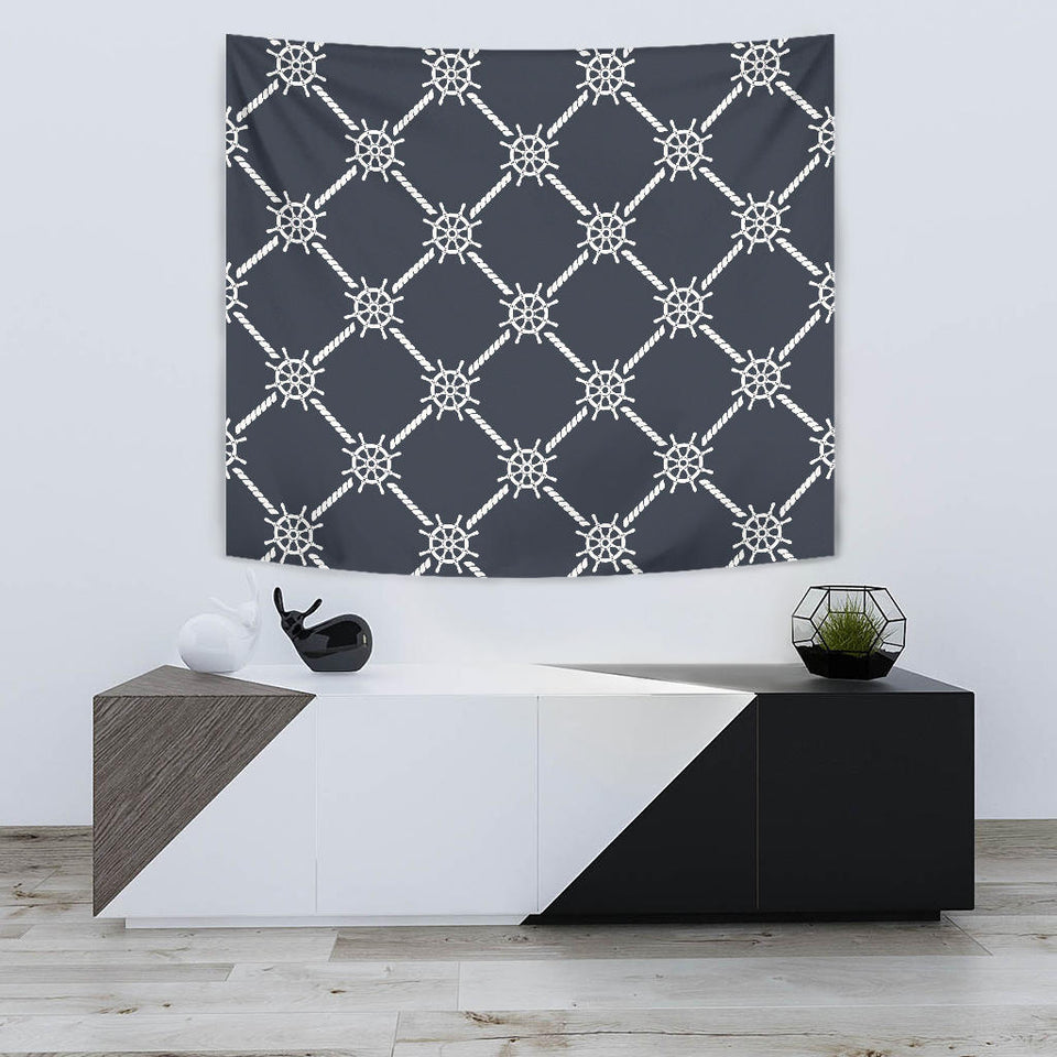 Nautical Steering Wheel Rope Pattern Wall Tapestry
