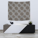 Nautical Wood Steering Wheel Pattern Wall Tapestry