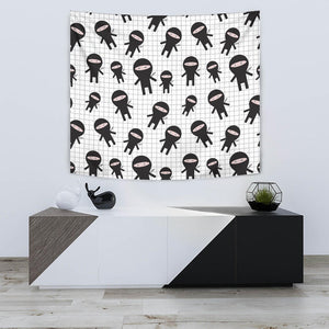 Ninja Pattern Plaid Background Wall Tapestry
