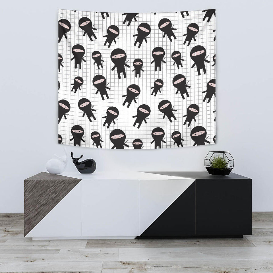 Ninja Pattern Plaid Background Wall Tapestry