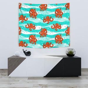 Octopuses Sea Wave Background Wall Tapestry