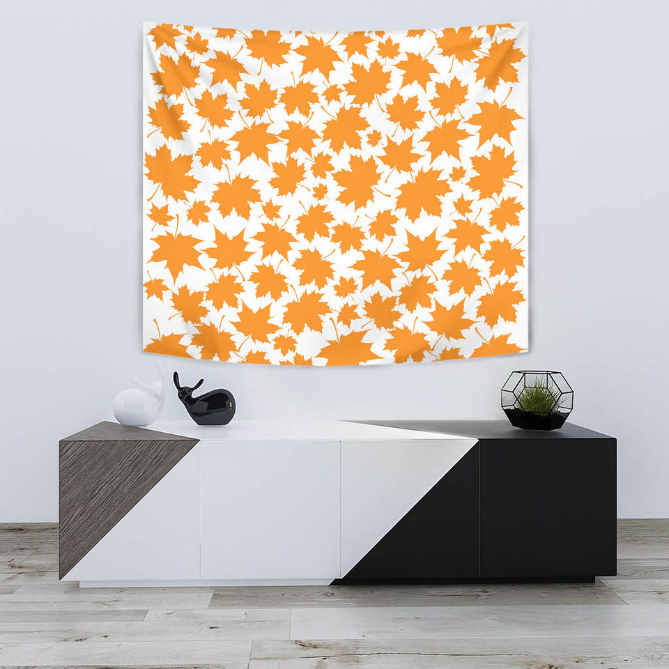 Orange Maple Leaf Pattern Wall Tapestry